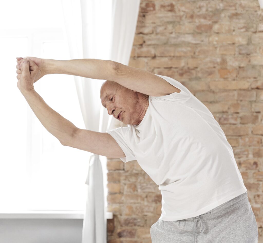 old man doing exercise